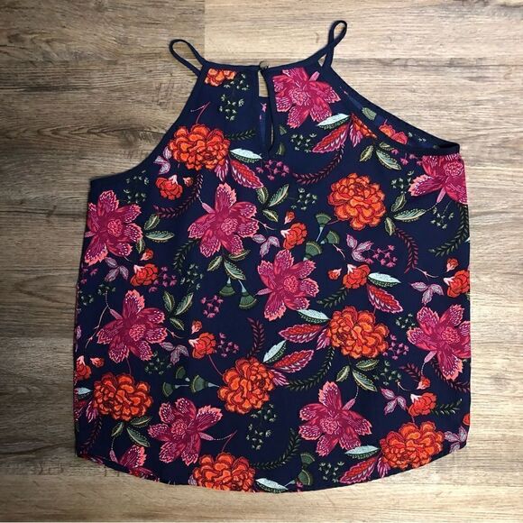 Papermoon women’s blue floral top with tear drop openings at neck line size S - Picture 4 of 6